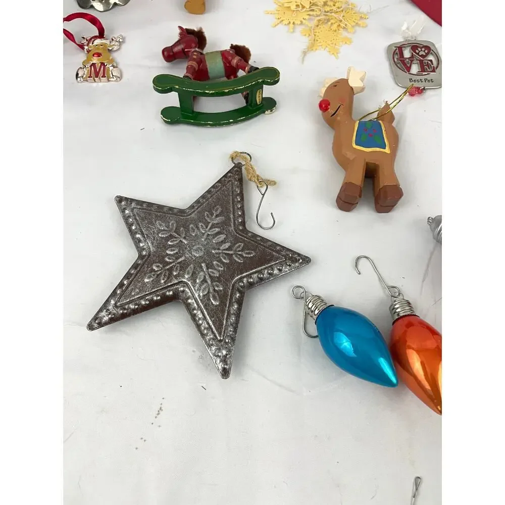 28x VTG Holiday Ornaments Christmas Horse‎ Wood Glass Metal Lot Collectibles